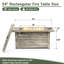 Foyer de table 54 po au gaz propane, foyer rectangulaire en acier de 50 000 BTU avec finition imitation grain de bois pour terrasse de jardin extérieur - beige clair
