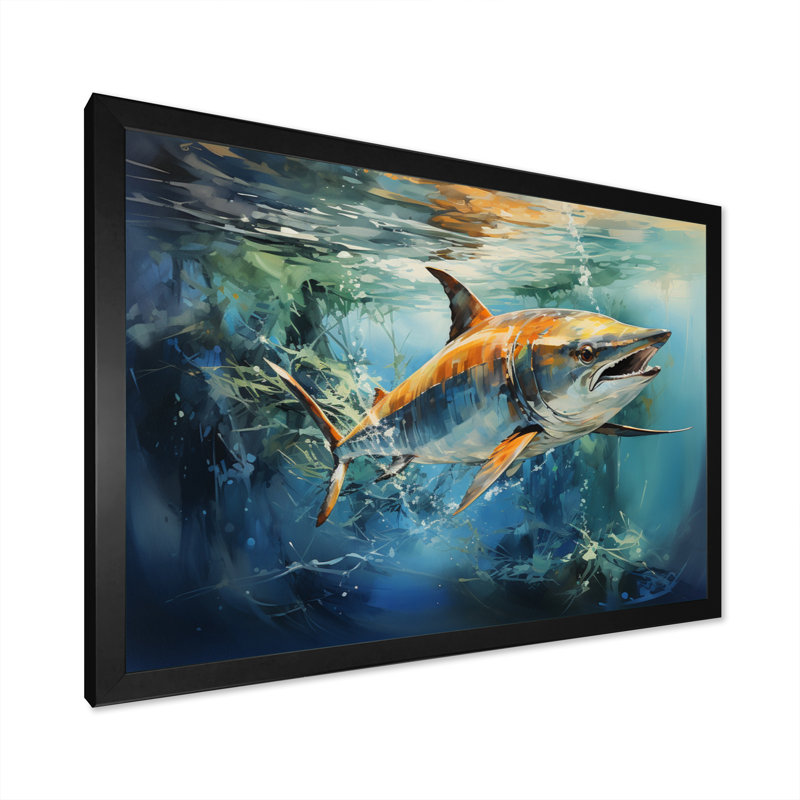 «Fishing Majestic Marlins IV», reproduction, Cadre simple noir, H 34 po x l 44 po x P 1,5 po
