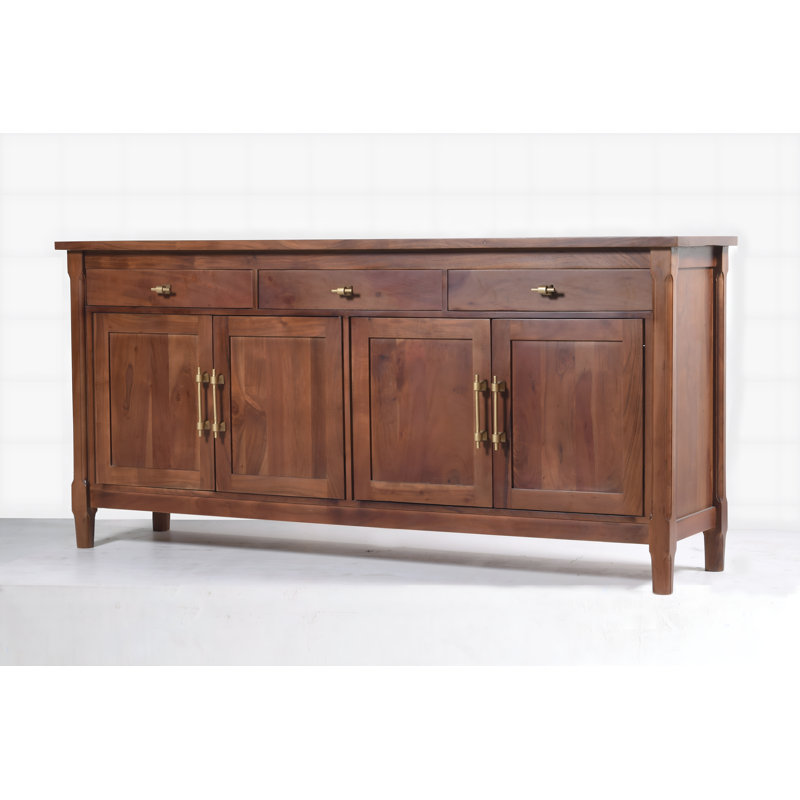 Emma 70" Solid Wood Sideboard, Walnut Finish, Walnut