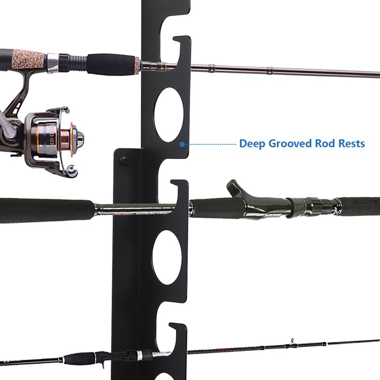 Butizone Fishing Rod Rack Wall or Ceiling Mount Storage Pole Reel Holder Garage or Boat
