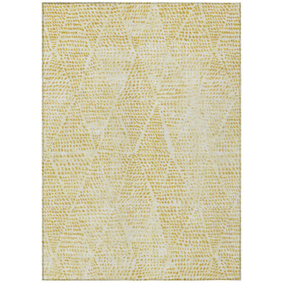 10' X 14' Wheat Gold Geometric Washable Indoor Outdoor Area Rug