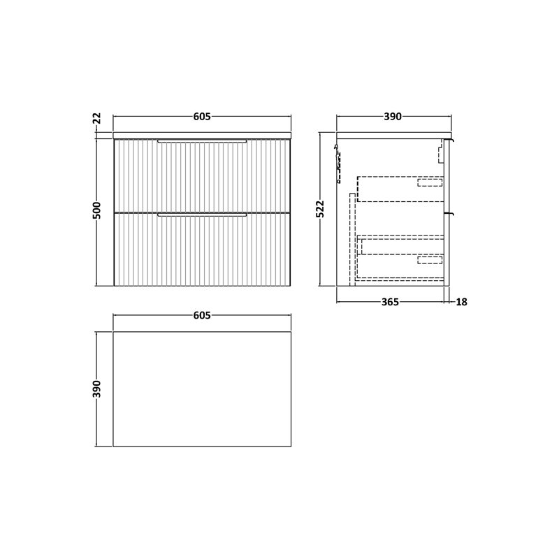 Fluted 60.5cm Single Bathroom Vanity Base Only, Satin Green