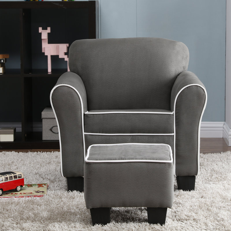 Fauteuil pour enfant avec repose-pieds Aalborg, Gris