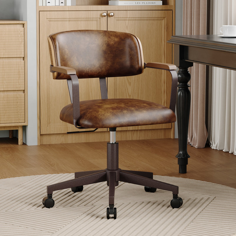 Chaise de bureau Mid-Century, Brun
