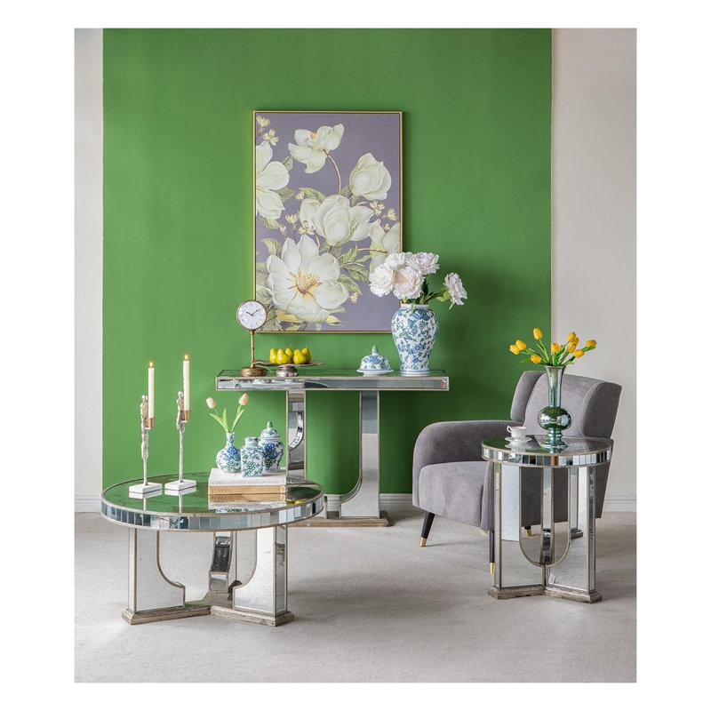 Porte-bougie effilé argent et blanc avec base en marbre