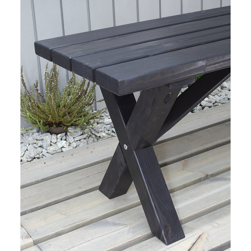 Edgerton Solid Wood Pine Outdoor Bench, 44cm H x 140cm W x 39cm D, Dark Coffee