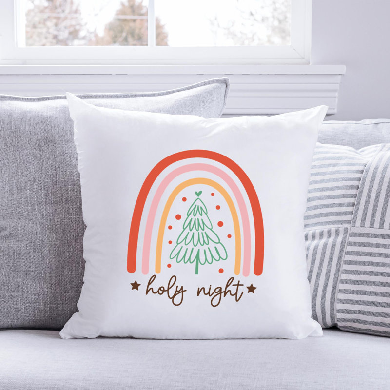ChristmasRainbow-07 Polyester/Polyester Blend Reversible Throw Pillow, 16" x 16"