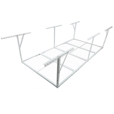Étagère de rangement suspendue pour garage de 1,2 x 2,4 m (4 x 8 pi), structure métallique robuste, hauteur réglable de 56 à 102 cm (22 à 40 po), capacité de charge de 272 kg (600 lb).