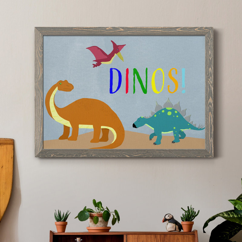 Dinos! - Cadre photo, impression sur toile, gris, H 37,5 po x l 27,5 po x P 1,5 po