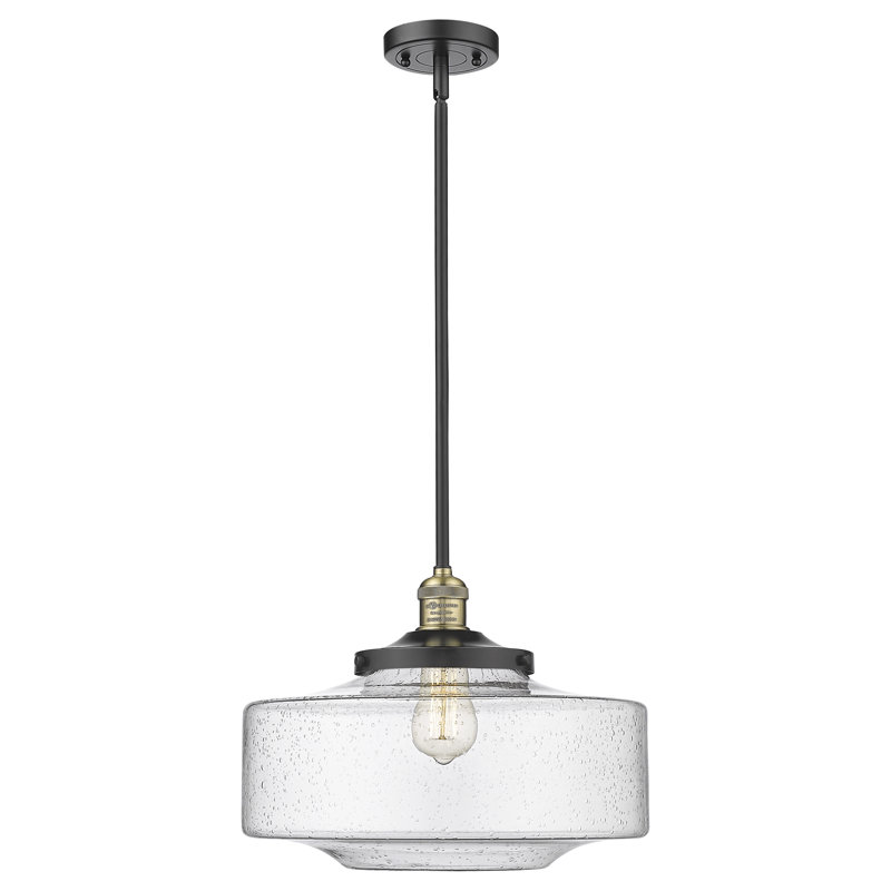 Mini-luminaire suspendu à tige lumineuse 12 po Franklin Restoration - Lainee - ampoule non incluse - finition bronze frotté