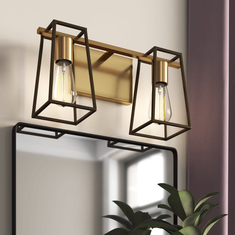 Filmore Two-Light Bath Open Cage Vanity Fixture, Oil Rubbed Bronze/Heritage Brass