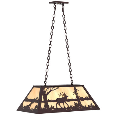 33" Long Elk At Lake Oblong Pendant