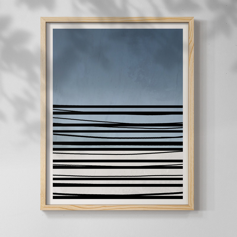 «Abstracto Azul II», reproduction encadrée - bois massif, H 21 po x l 17 po