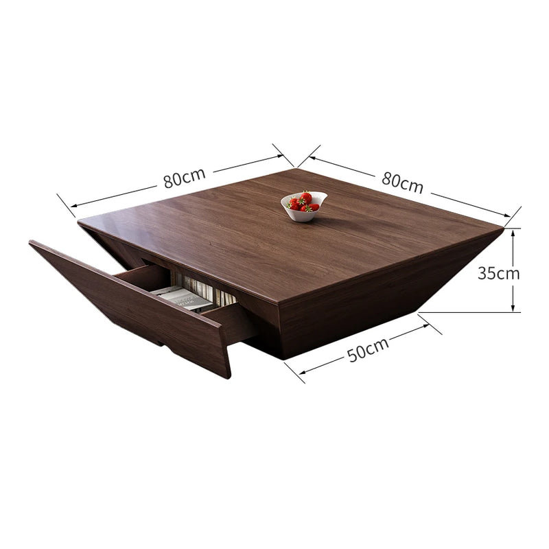 Myanh Lift Top Pedestal Coffee Table, Black, 35cm H x 100cm L x 100cm W