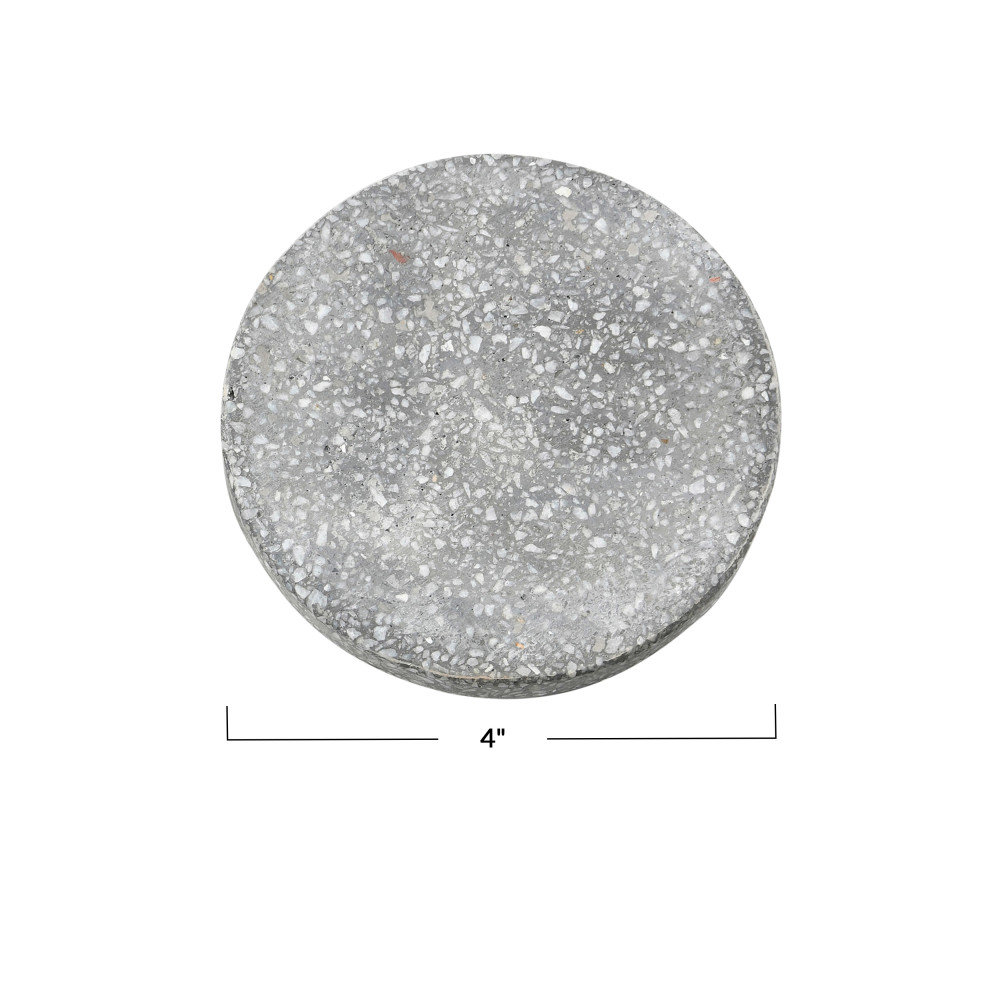 Devi Stone Round Coaster Set, Gray