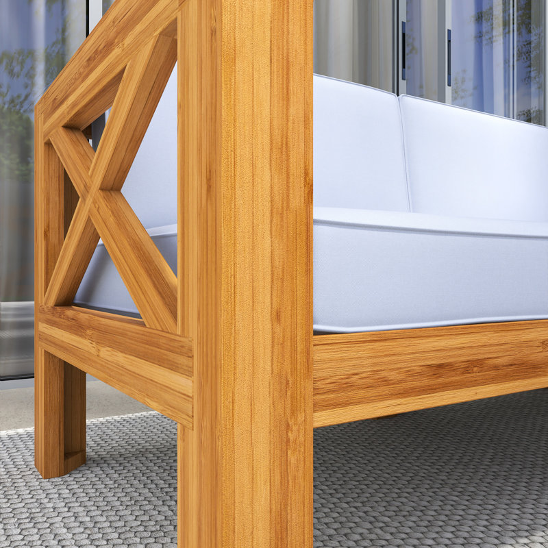 Ensemble de conversation modulaire en bois massif 5 pièces avec coussins, Gris