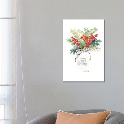 Mason Jar For Christmas by Lanie Loreth - Wrapped Canvas Painting