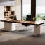 Bureau rectangulaire à 3 tiroirs brun noisette + blanc beige + bois manufacturé-476382682-476382684