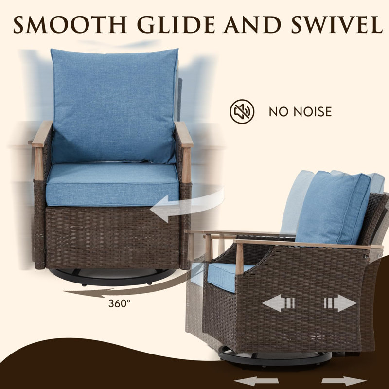 7-Piece Patio Furniture Set with Swivel Chair, Blue