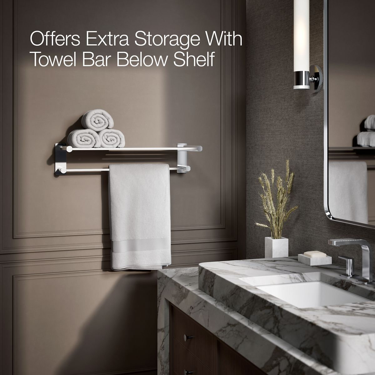 Parallel Hotelier Towel Rack, Polished Chrome