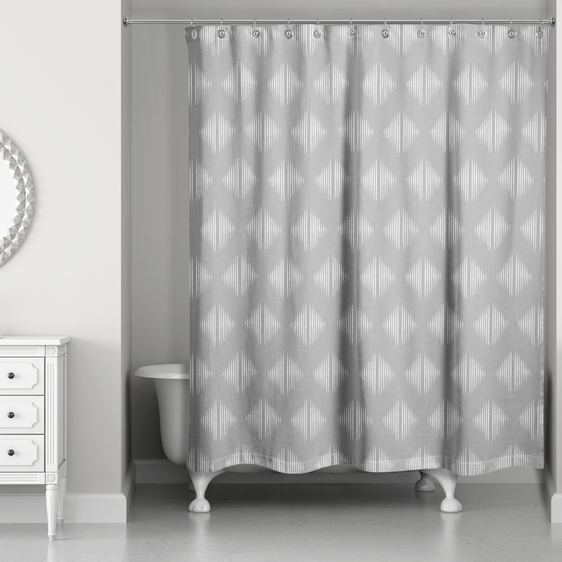 Perine Geometric Shower Curtain, Gray