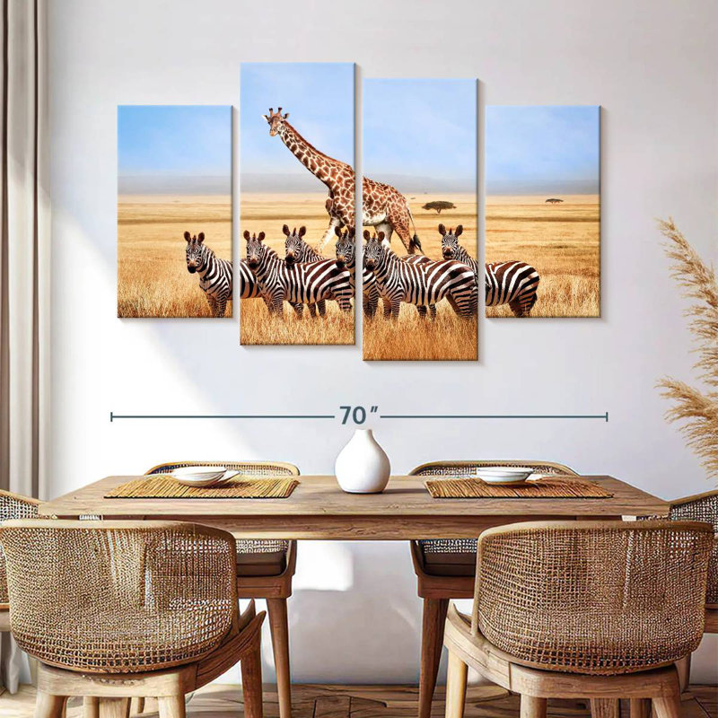Zèbres et girafes d'Afrique, H 42 po x l 68 po