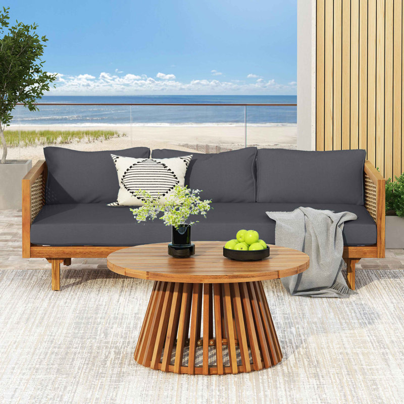 Ensemble de conversation modulaire en rotin d'extérieur en osier pour conversation, résistant aux intempéries, pour le jardin, le patio et la terrasse