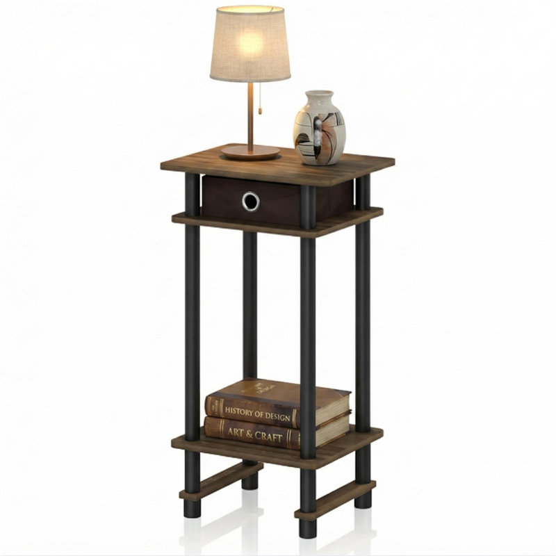 Table de bout Turn N Tube, Noyer colombien/noir/brun foncé