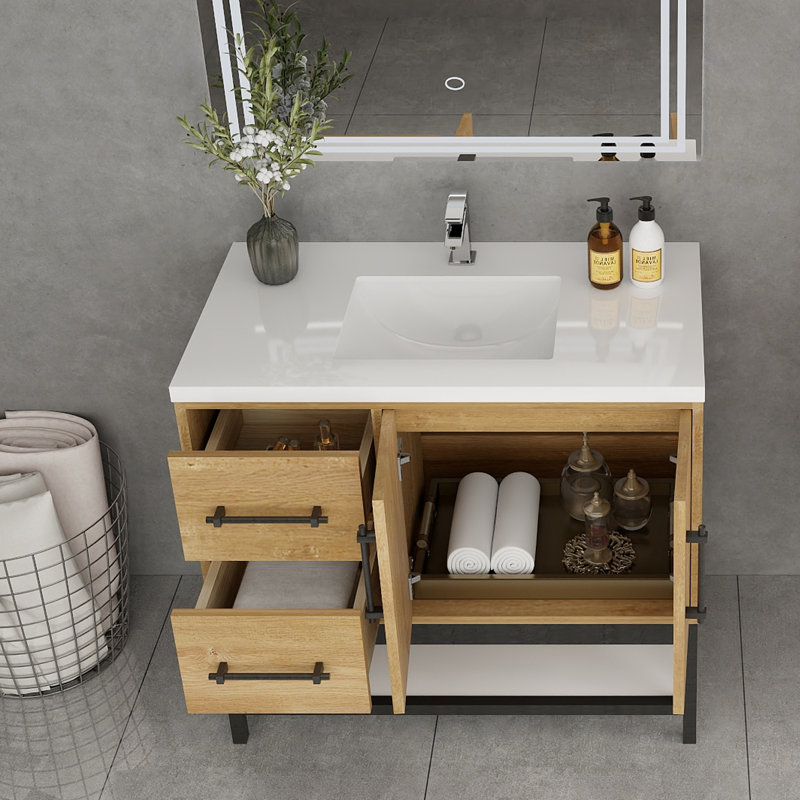 Meuble-lavabo simple avec plateau Victoria 23,7, Chêne
