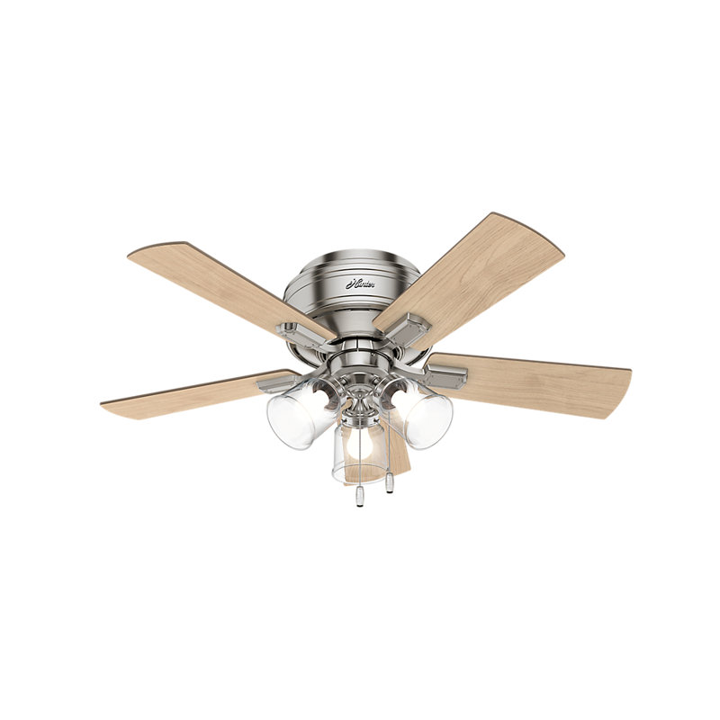 42" Crestfield 5 - Blade Indoor Modern Farmhouse Small Room Ceiling Fan with Lights and Pull Chains, Brushed Nickel