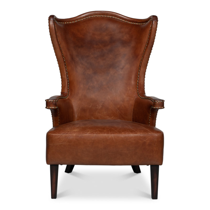 Drake Armchair, Dark Brown Genuine Leather