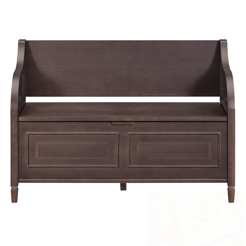 Banc de rangement multifonctionnel en bois pour hall d'entrée avec charnière de sécurité, Espresso