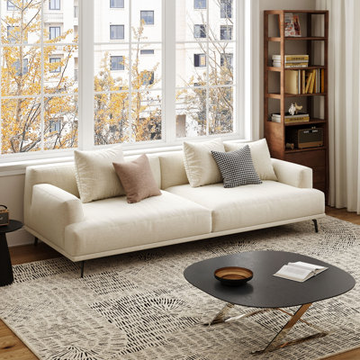 Kihry Modern cotton and linen cushion square armrest sofa with pillows