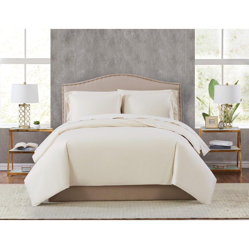 King White Cotton Percale Duvet Cover Set