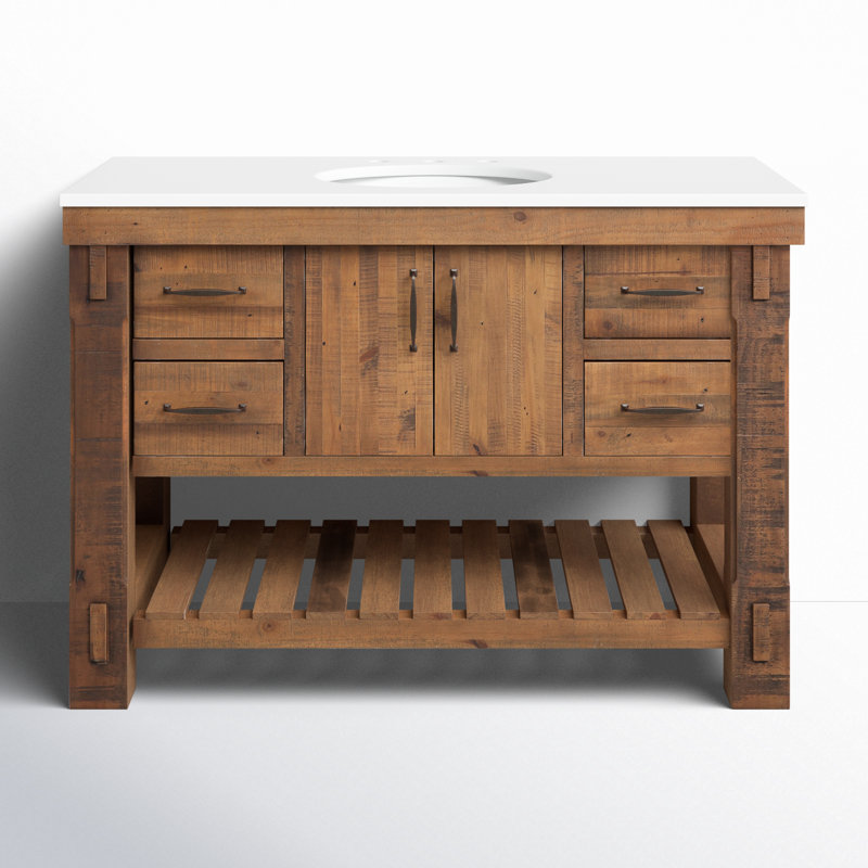 Bromley 48" Single Bathroom Vanity with Quartz Top, Vintage Pine