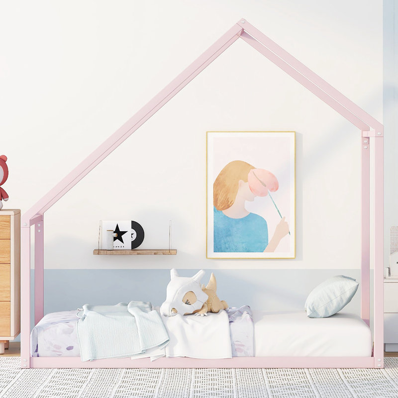 Cadre de lit en métal pour enfants avec cadre de lit moderne, Rose