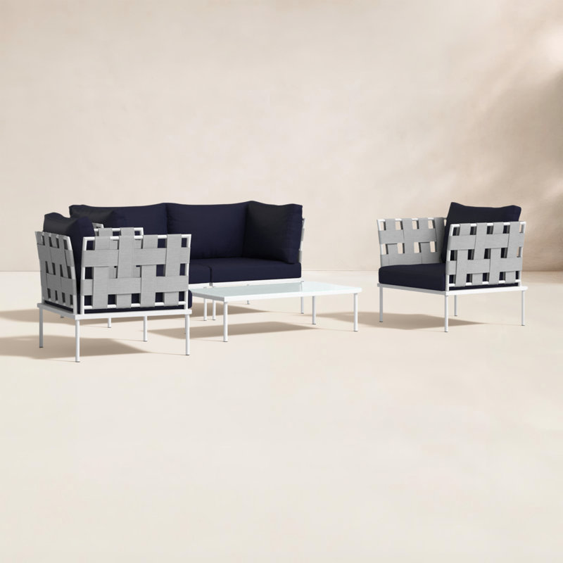 Ensemble de canapé modulaire d'extérieur en aluminium 5 pièces Harmony, Marine