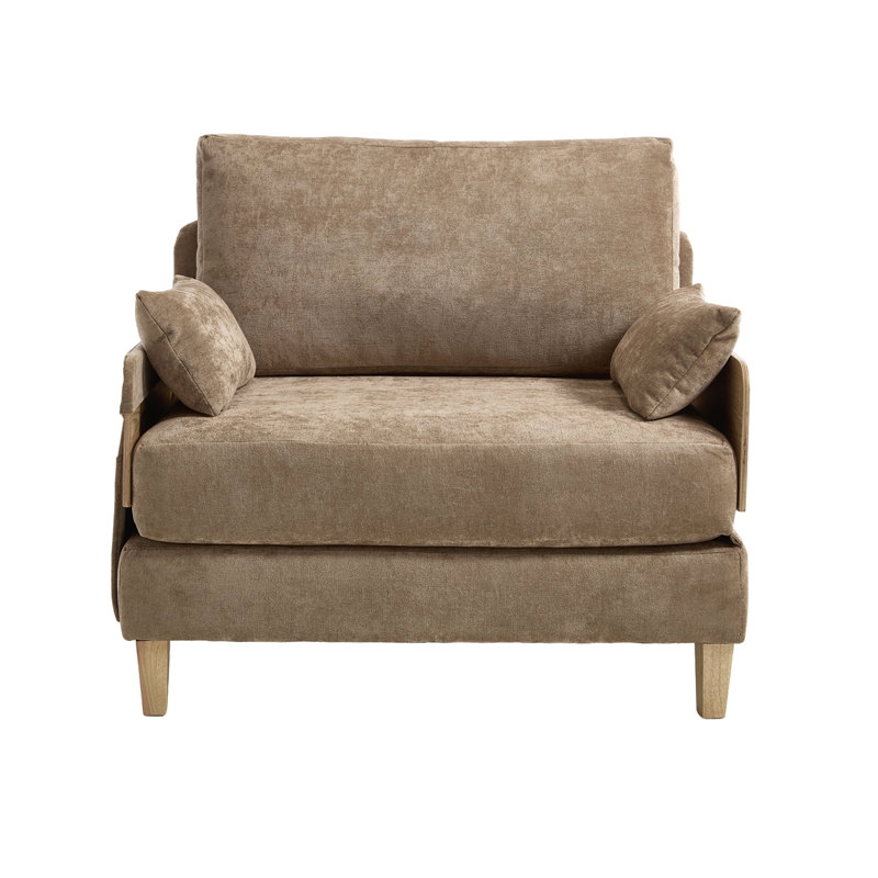 Canapé-lit pliable inclinable, canapé-lit convertible 3-en-1, décor moderne Mid-Century, Marron clair