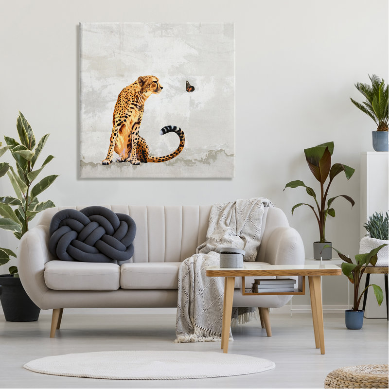 «Cheetah and Butterfly Abstract Nature» par Karen Smith, impression sur toile tendue, H 36 po x l 36 po x P 1,5 po