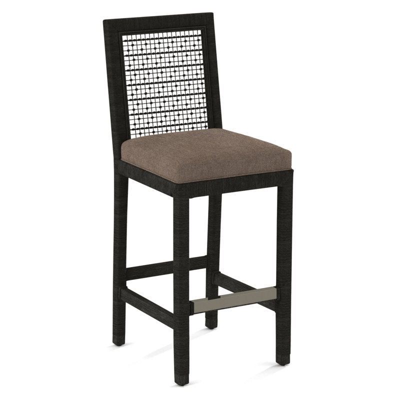 Pine Isle Bar Stool, Twine Linen-Look Performance; 0325-73, Antique Black