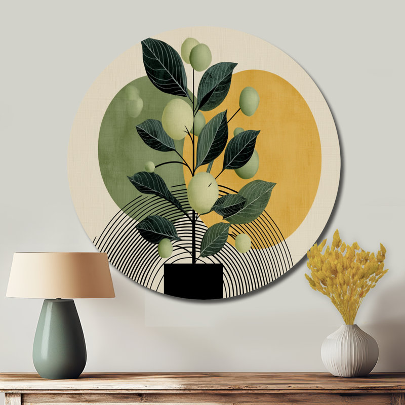 Décoration géométrique bohémienne verte et noire - Abstract Botanicals, L 29 po x H 29 po