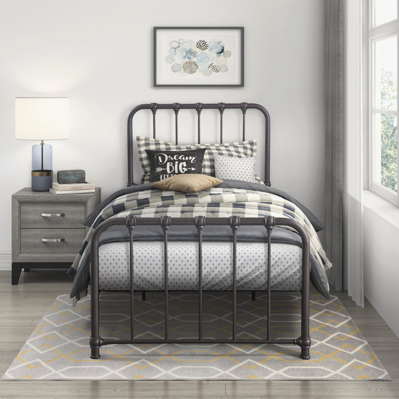 Lit plateforme en métal Anite, Simple, Bronze foncé