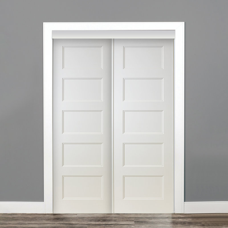Porte de placard coulissante préfinie 1/2 panneau blanche 1/2 po, 60 po x 80 po 