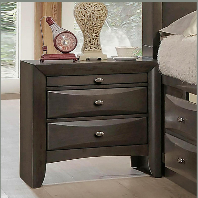 Table de chevet grise 1pc, Gris