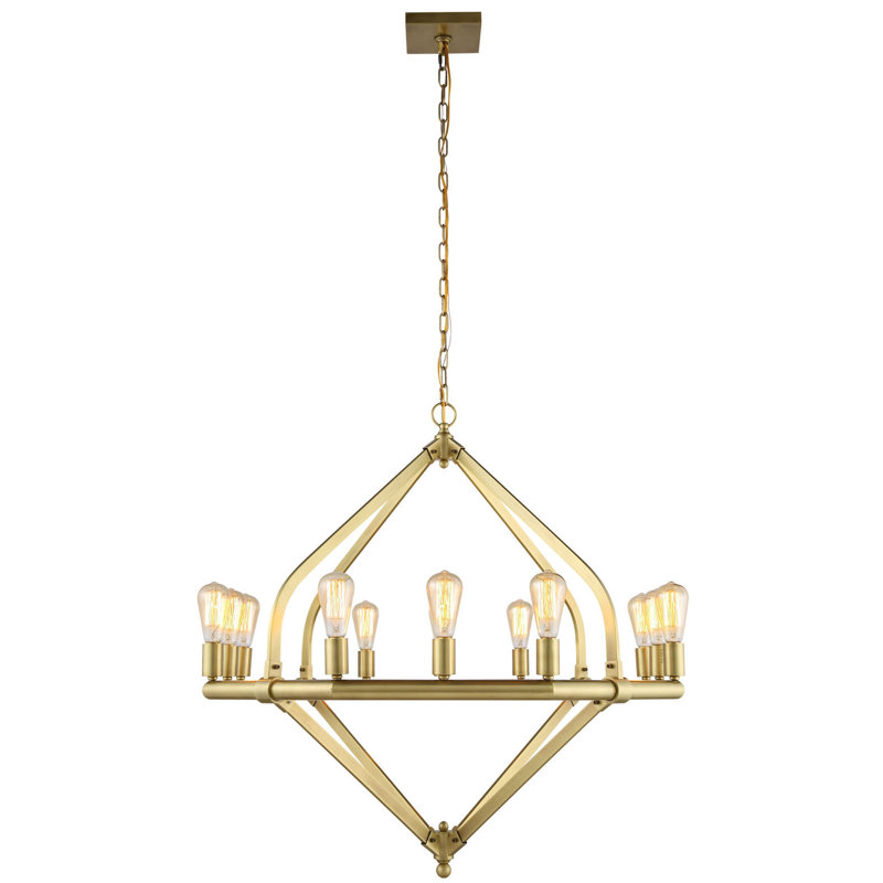 Lustre géométrique à style bougie 12 lumières Stansfield, Bronze brillant