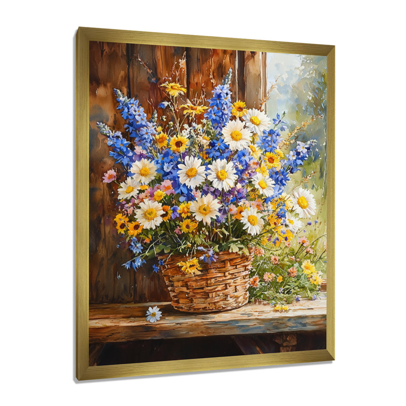 Joyce - Floral Wall Art, H 20 po x l 12 po, Reproduction encadrée sans passe-partout, Doré