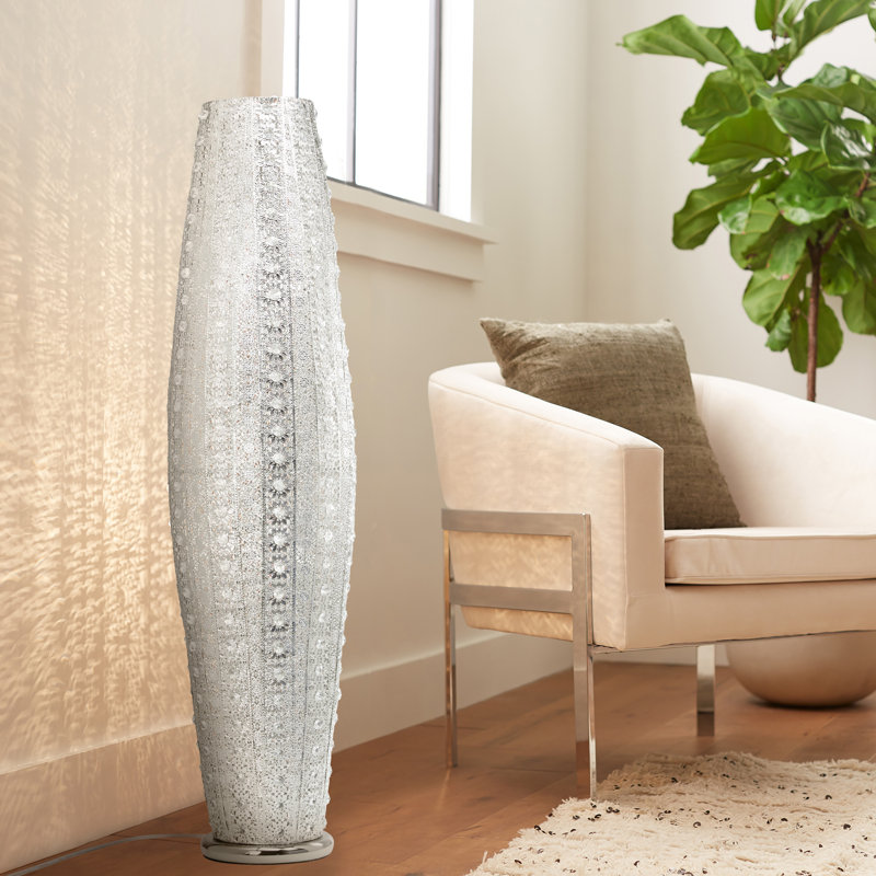 Lampe sur pied colonne en nickel perforé 43,5 po Ragnar