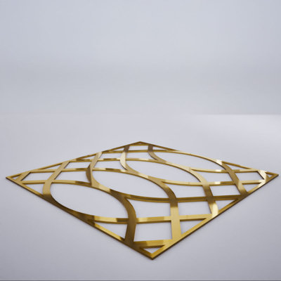 Montrose Decorative Fretwork Acrylic Wall Panels, Medium, 15 3/8"W x 15 3/8"H x 1/8"T, Gold Mirror