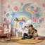 Papier peint pastel arc-en-ciel floral avec papillons amovibles-872457046-872457039