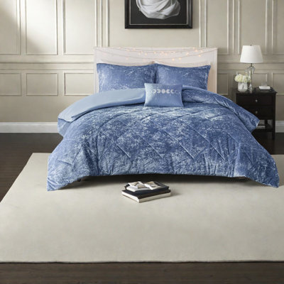 Ensembles de literie en velours de luxe, double / grand, bleu pervenche avec coussin décoratif